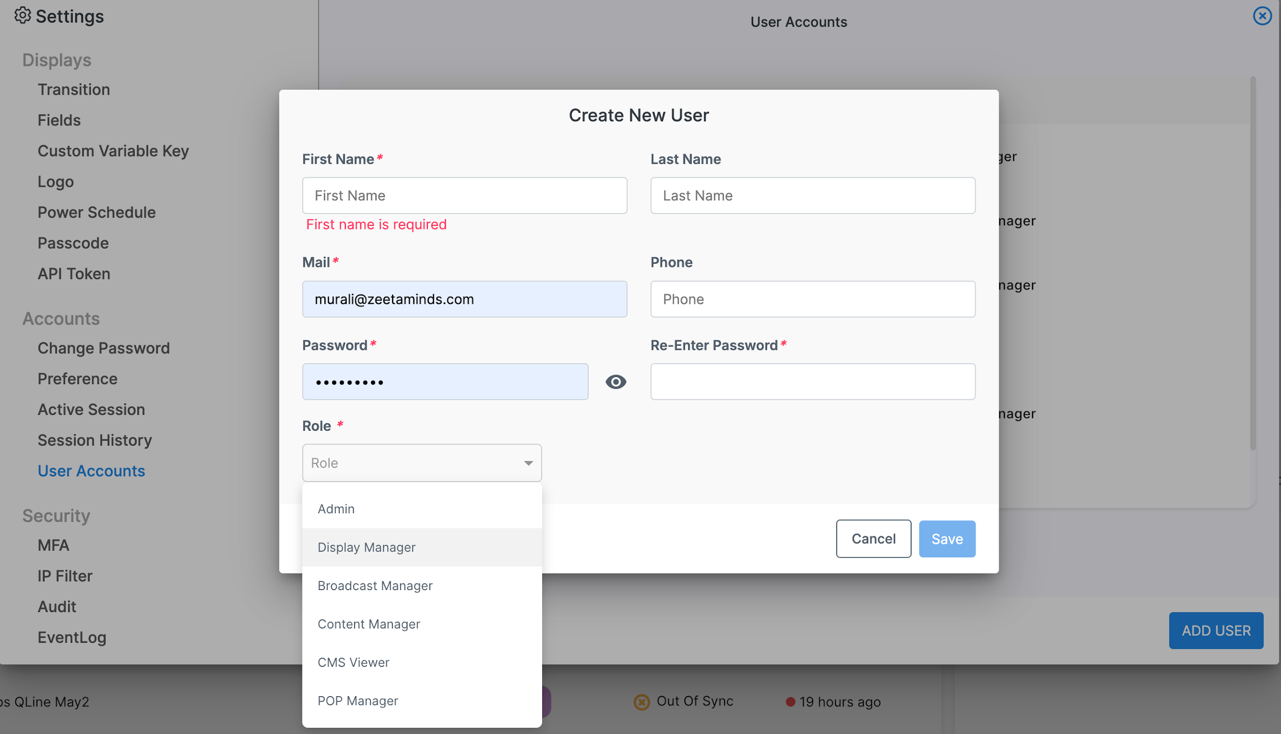 User accounts