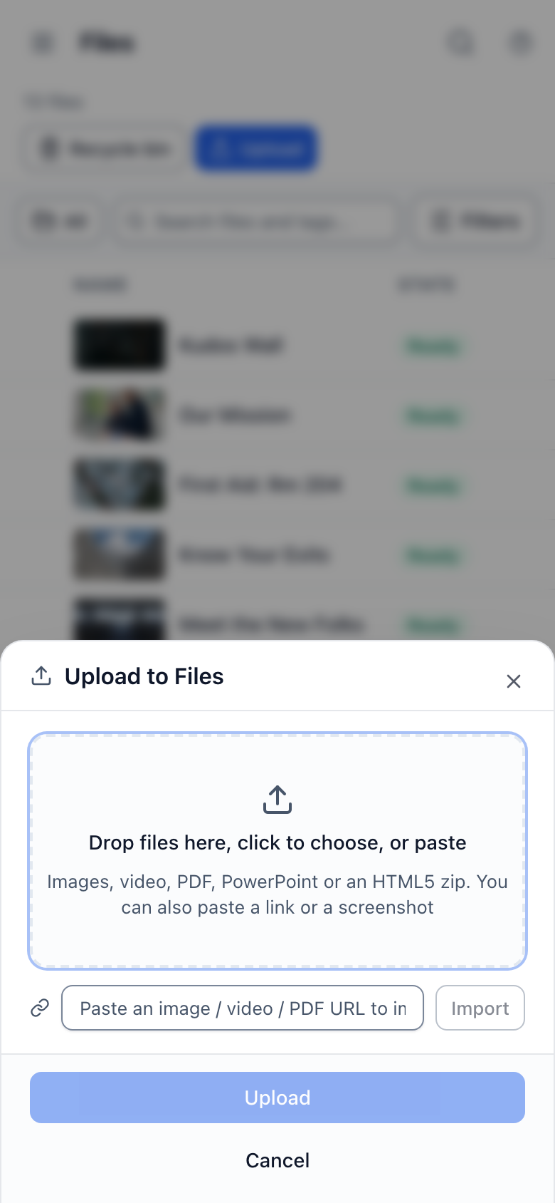 Upload photos or videos from a phone.