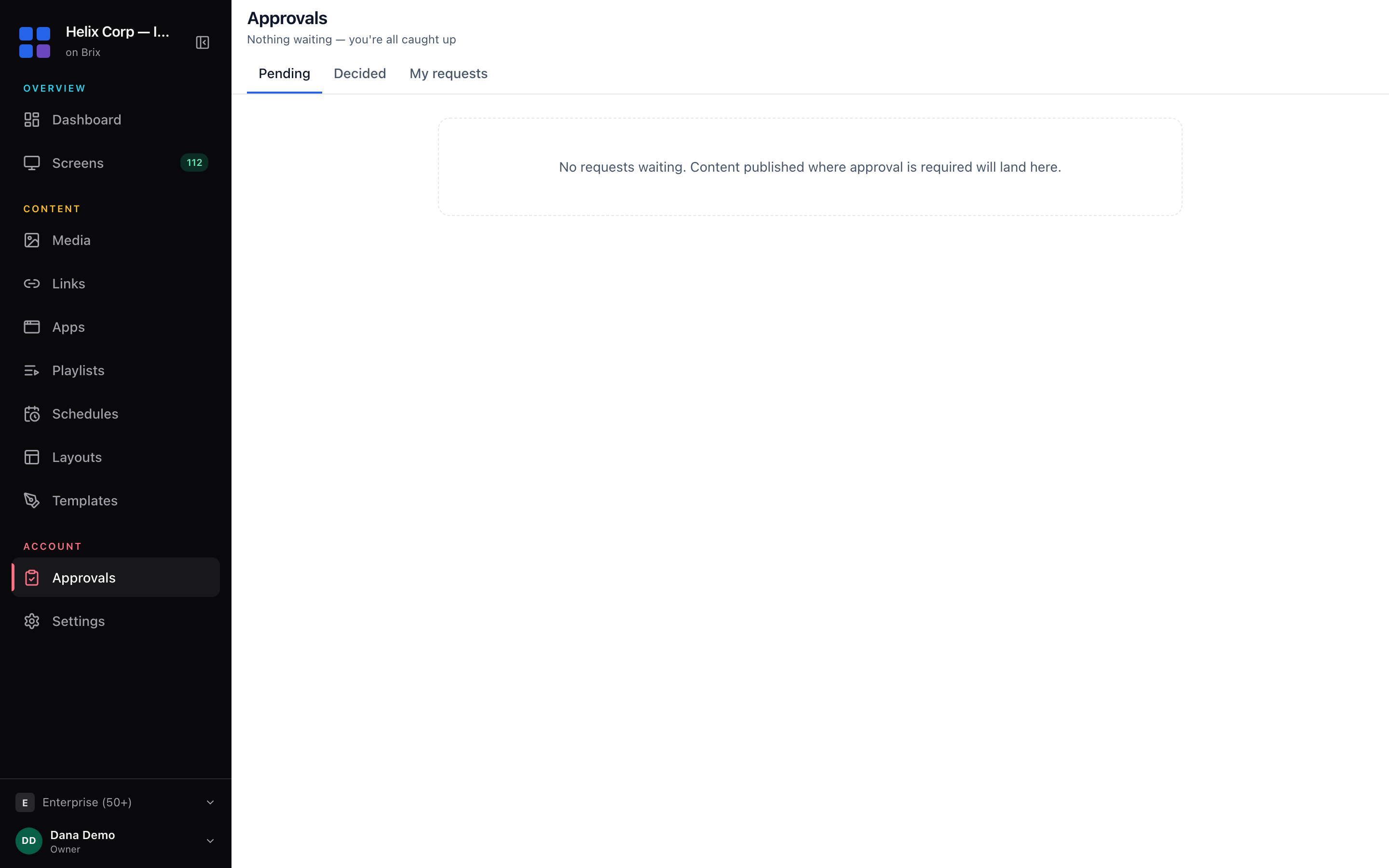 The Request approval dialog: the location list, the note box, and the Send for approval button.